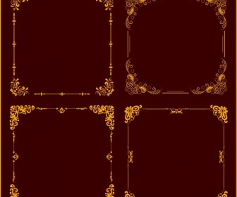 Dekorasi Klasik Kuning Dokumen Bingkai Template