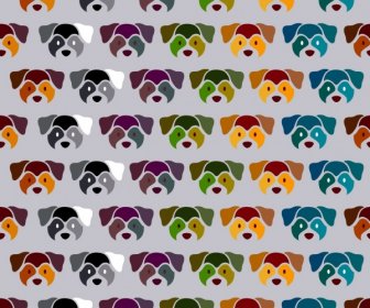 Dog Head Background Colored Repeating Decoration