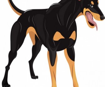 犬のアイコンの色付き漫画のキャラクタースケッチ