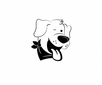 dog logo icon black white handdrawn outline