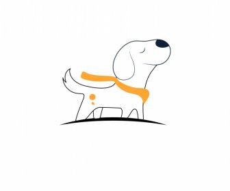 dog logo icon cute flat handdrawn cartoon sketch