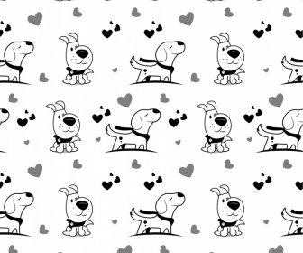  Dog Pattern Romantic Decor Flat Repeating Sketch