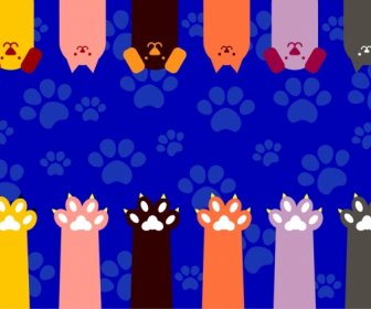 Dogs Background Heads Foots Icons Repeating Style Backdrop