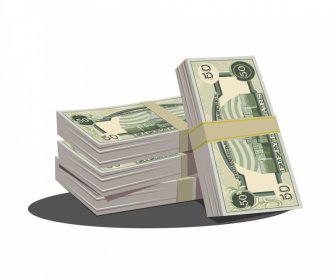 Sketsa 3D Ikon Uang Tunai Dolar