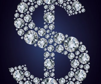 Sinal De Dólar Com Projeto Vetorial De Diamantes