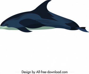 Dolphin Hewan Ikon Kartun Berwarna Sketsa