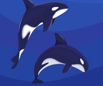 Delfino Sfondo Movimento Schizzo Disegno Blu Scuro