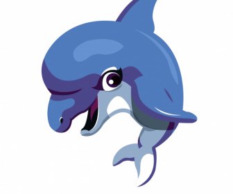 Delphin-Symbol Farbige Cartoon-Charakter Skizze Niedlichen Design