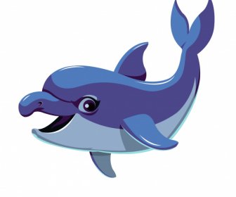 Delphin-Symbol Niedliche Cartoon-Charakter-Skizze