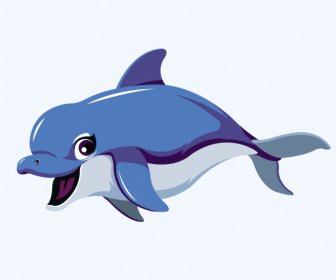 дельфин значок динамический дизайн милый мультфильм эскиз