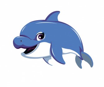Dolphin Icon Dynamic Sketch Cute Cartoon Character