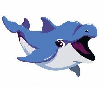 Dolphin ícone Engraçado Desenho Animado Esboço De Personagem