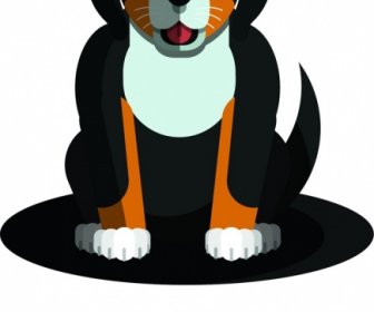 Domestic Dog Icon Black Brown Design Cartoon Character