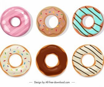 Donut Icons Colored Flat Classic Sketch