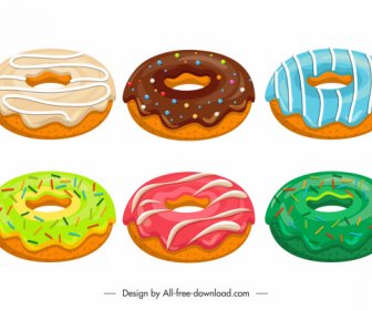 Donuts Elementos De Diseño Colorido Boceto Sabroso