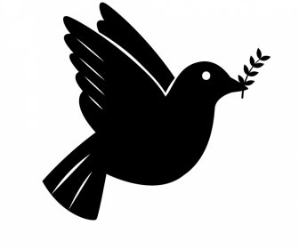 Ikon Dove Flying Black White Silhouette Outline