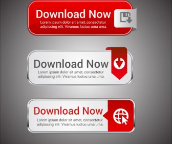 Download Buttons Set Design With Horizontal Illustration