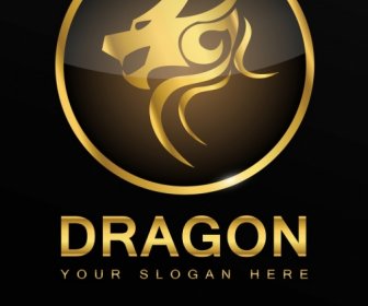 dragon logotype yellow shiny decoration circle design