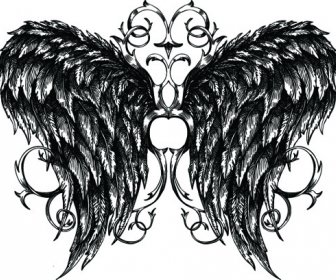 Draw Wings Ornaments Design Vector