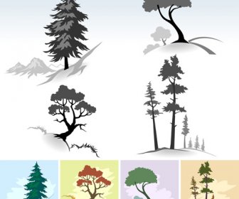 Menggambar Grafik Vektor Lucu Pohon