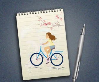 Drawing Paper And Pen Realistic Vector Illustration