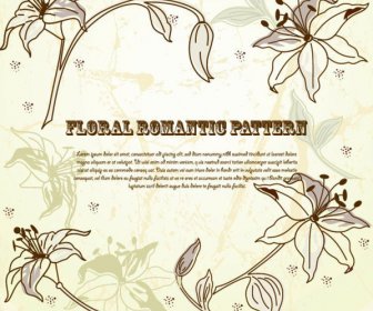 Drawing Romantic Floral Vector Background