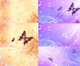 Mimpi Kupu-kupu Pola Dekoratif Latar Belakang Vektor