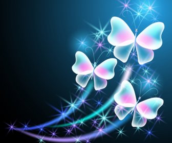 Kupu-kupu Mimpi Dengan Vektor Latar Belakang Berkilau