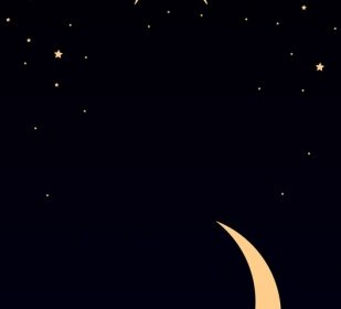 Dreaming Background Sleeping Cat Crescent Icons Dark Design