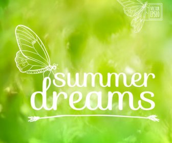 Dreams Summer With Butterfly Background