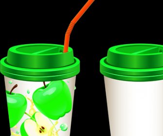 Drinks Cups With Tubes Vector