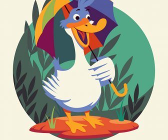 Duck Animal Icon Cute Cartoon Character Stylized Design