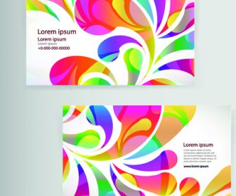 Dynamic Colored Elements Business Cards Vector