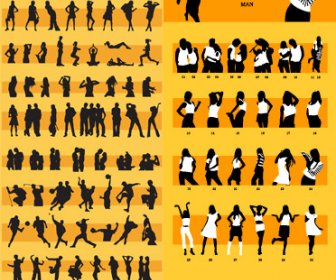 Dynamic Silhouette Peoples Vector