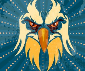 Adler-Hintergrund Gesichts Symbol Funkelnde Strahlen Stil