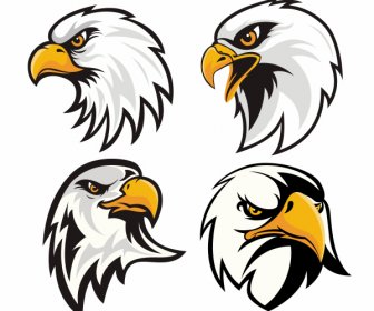 Logotipos De Cabeza De águila Plana Dibujado A Mano Boceto