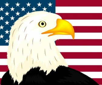 Aquila Disegno Icone Usa Flag Sfondo