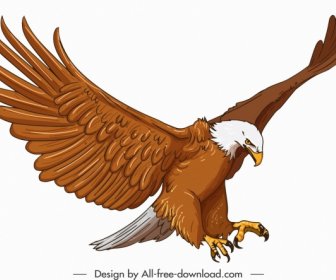 Eagle Icon Hunting Posture Sketch Cartoon Character Design