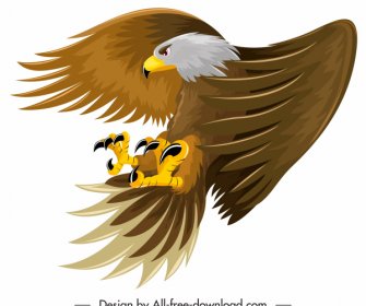 鷹圖示狩獵素描彩色卡通設計