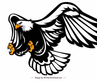 ícone águia Caçando Esboço Dinâmico Design Desenhado à Mão