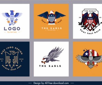 Logo Eagle Template Warna-warni Datar Desain Elegan