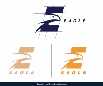 шаблоны логотипов орла плоский рисованый текстовый эскиз