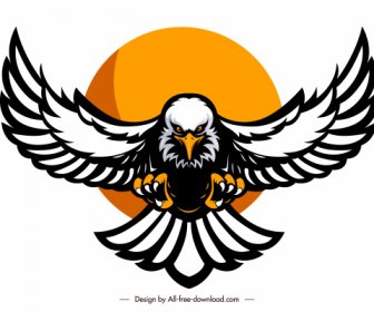 Aigle Logotype Puissant Croquis Volant Conception Symétrique Dessiné à La Main