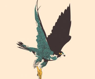Decoración De Silueta De Pintura De águila Volando Boceto Retro Dibujado A Mano