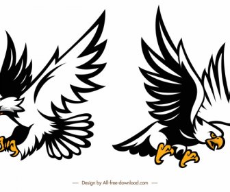 águilas Iconos Volando Gesto De Caza Dinámico Bosquejo