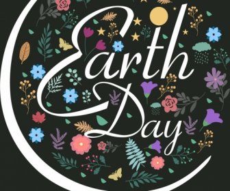 Erde Tag Hintergrund Bunten Blumenschmuck Globus Skizze