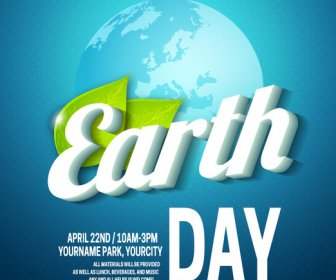Earth Day Banner Design With Vignette Earth