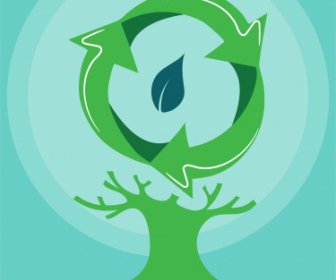 Día De La Tierra Banner árbol Sin Hojas Reciclar La Decoración De Signo