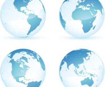 Earth Icons Sets Blue Spheres Design