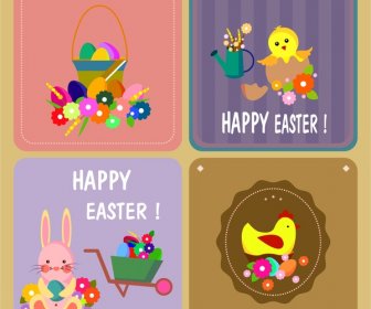 Easter Background Templates Collection In Colored Flat Style